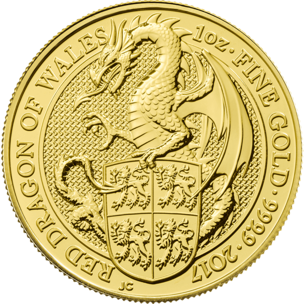 2017 1oz 24K Gold UK Queen's Beast 'Dragon'