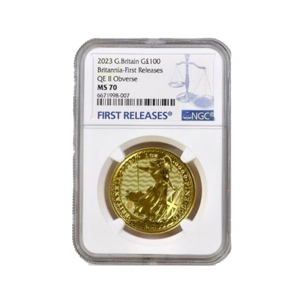 1 oz Britannia 2023 NGC MS70 First Release QEII Obverse